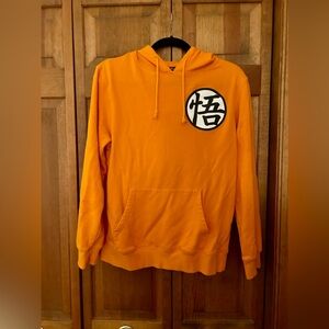 Dragon Ball Z Women’s Orange Hoodie W/ White and Black Emblem, Sz SP
